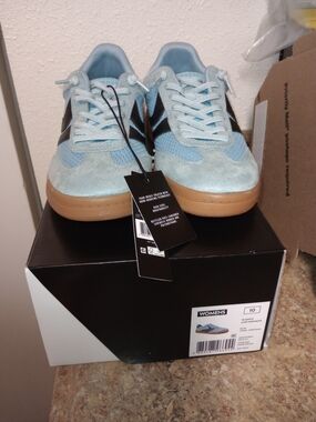 YNS Generic Light Blue Suede & Mesh Women's Sneakers with Gum Sole